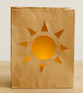 Laternen aus Kraftpapiertüten - Sonne