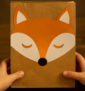 Tierlaternen aus Kraftpapiertüten basteln - Fuchs