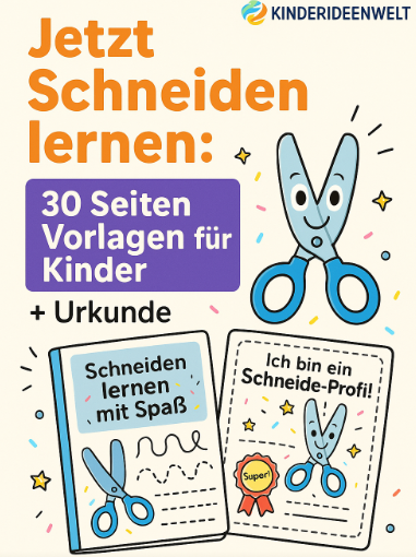 Schneiden lernen mit Spaß – 32 Seiten Übungsheft & Urkunde