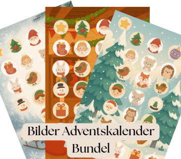 Bilder Adventskalender Bundle zum Ausdrucken - 3 Designs für Kinder