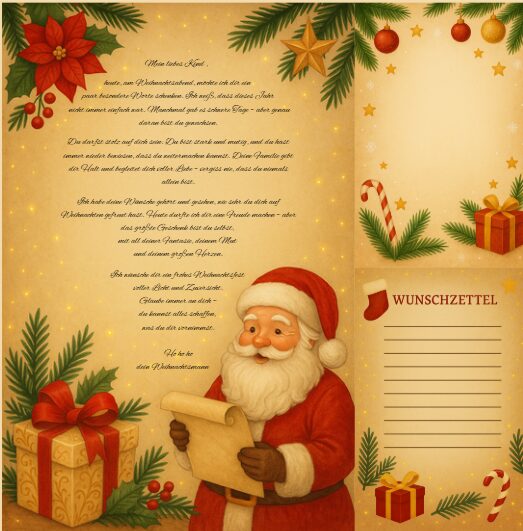 Weihnachtsmann-Brief – „Einfühlsam & Stärkend“ – Magischer Download zum Ausdrucken mit Extra