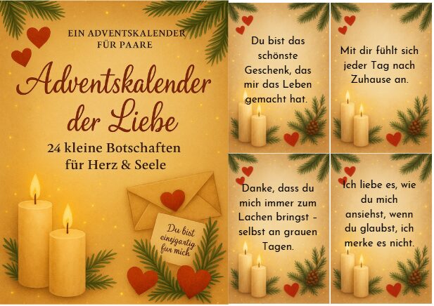 Adventskalender mit Liebesbotschaften – 30 Liebesbotschaften zum Ausdrucken