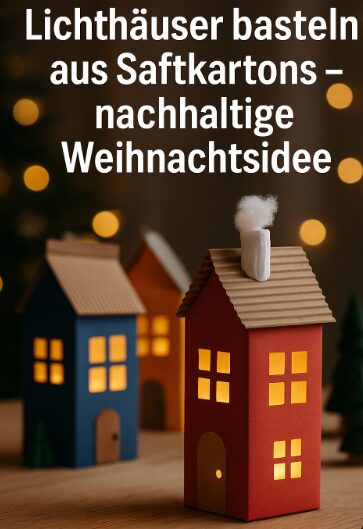 Lichthäuser basteln aus Saftkartons – nachhaltige Weihnachtsdeko